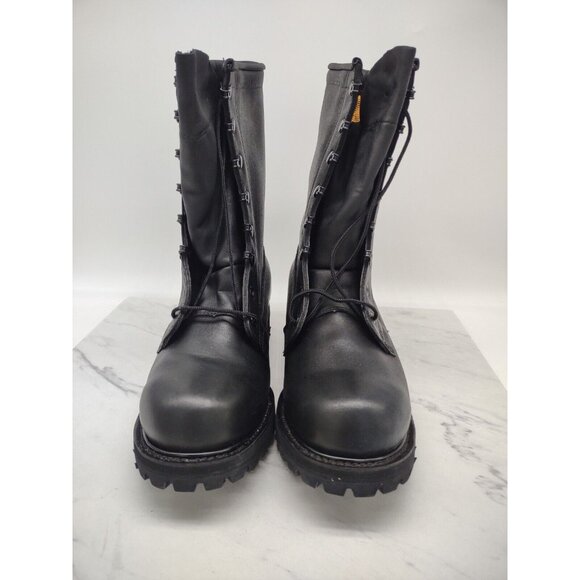 VTG 1997 Men's Wolverine Black Leather Combat Boots Military Size 8W Deadstock